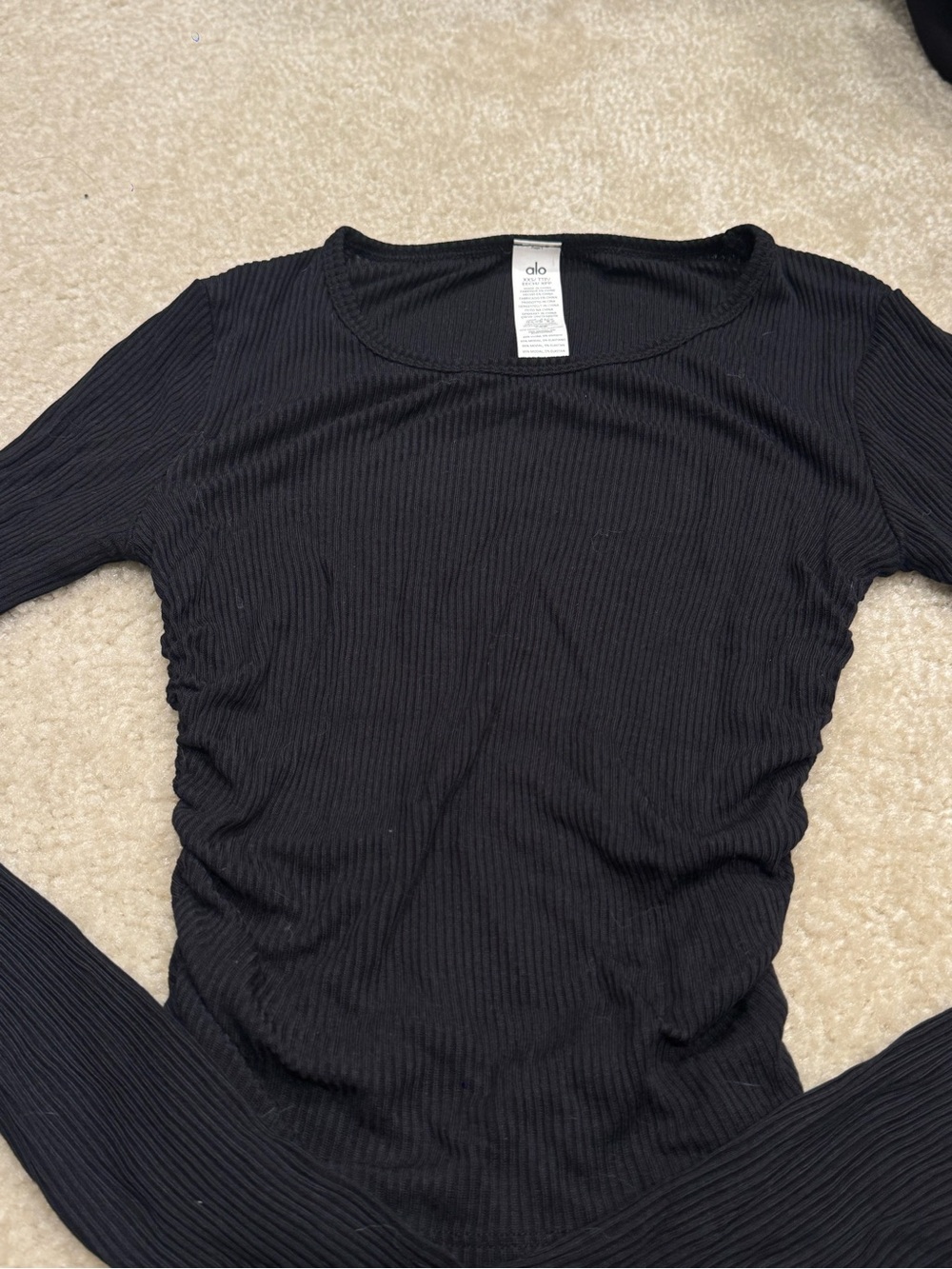 ALO Yoga Black Long Sleeve Scoop Neck Top